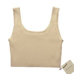 Mimosa Knit Crop Top Ribbed Cream Size MEDIUM New NWT